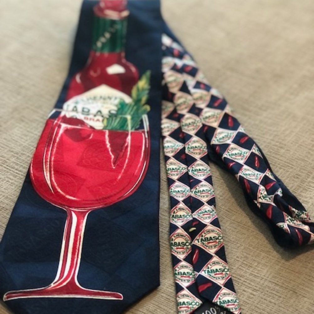 Tabasco Tie with Tabasco Bottle in Bloody Mary